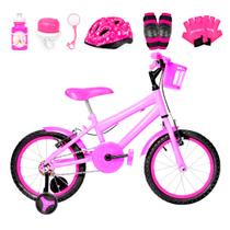 Bicicleta Infantil Feminina Aro 16 Roda Alumínio Colorido + Kit Proteção