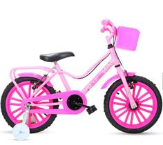 Bicicleta Infantil Feminina Aro 16 Rosa Com Pink Com Bagageiro Crianças De 3 A 7 Anos