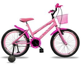 Bicicleta infantil feminina aro 20 aero e roda lateral de apoio rosa