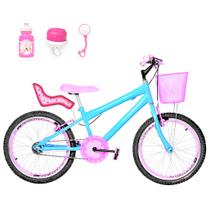 Bicicleta Infantil Feminina Aro 20 Aero + Kit Passeio e Cadeirinha