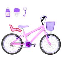 Bicicleta Infantil Feminina Aro 20 Aero + Kit Passeio e Cadeirinha