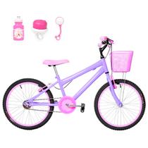 Bicicleta Infantil Feminina Aro 20 Alumínio Colorido + Kit Passeio