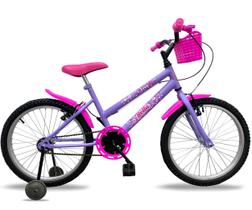 Bicicleta infantil feminina aro 20 natural c/ roda lateral lilas