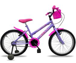 Bicicleta infantil feminina aro 20 natural c/ roda lateral lilas