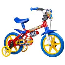 Bicicleta Infantil Fire Man Com Rodinhas Aro 12 Azul/Vermelha