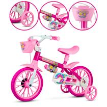 Bicicleta Infantil Flower Rosa Aro 12 Rosa Com Rodinhas e Cestinha Linda e Perfeita Para Sua Criança