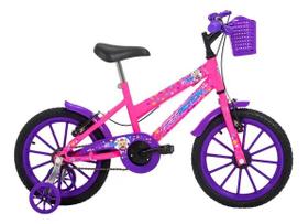 Bicicleta Infantil Free Action Kiss Aro 16 Rosa Cesta V-Brake Inmetro Até 50kg