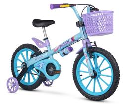 Bicicleta Infantil Frozen + 3 Anos Aro 16 Nathor 2023 Cor Azul-celeste/Rosa Tamanho do quadro 16