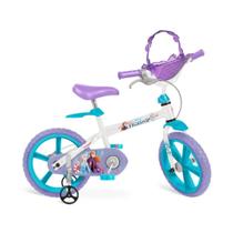 Bicicleta infantil frozen ii disney meninas aro 14 com cadeirinha de boneca e rodinhas - BANDEIRANTE