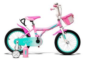 Bicicleta Infantil Good Mood Aro 16 Freio Ferradura e Tambor sem Marchas Tiffany Rosa