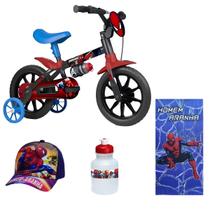 Bicicleta Infantil Homem Aranha Aro 12 Passeio 4 Itens