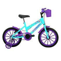 Bicicleta Infantil Kiss Aro 16 com V-brake e Cesta Verde Tiffany Free Action Bicicleta Infantil Kiss Aro 16 com V-brake e Cesta Verde Tiffany Free Action