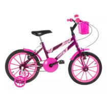 Bicicleta Infantil Lilás Rosa Aro 16 Crianças de 4 a 6 anos Cesta Buzina Ultrabikes BMF16-01LIRS