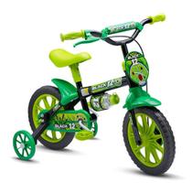 Bicicleta Infantil Masculina Aro 12 Black Verde - Com Placa Frontal E Rodas Laterais Aro 12