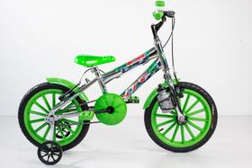Bicicleta Infantil Masculina Aro 16 cromada com acessórios