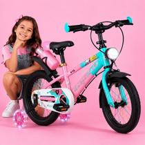 Bicicleta Infantil Menina 3 a 7 Anos Aro 14 Shark LED Farol VBrake Pneu Cross Paralama Garrafinha Rosa 45kg Bicicleta Infantil Menina 3 a 7 Anos Aro 14 Shark LED Farol VBrake Pneu Cross Paralama Garrafinha Rosa 45kg