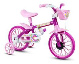 Bicicleta Infantil Menina Aro 12 Flower 10 - Rosa - Nathor Bicicleta Infantil Menina Aro 12 Flower 10 - Rosa - Nathor
