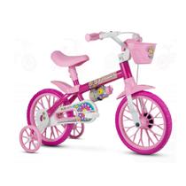Bicicleta Infantil Menina Aro 12 Flower Com Rodinha e Cestinha Nathor