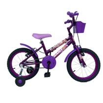 Bicicleta Infantil Menina Aro 16 Com Rodinhas Cestinha Super Resistente