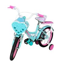 Bicicleta Infantil Menina Aro 16 Com Rodinhas, Porta Objetos e Bagageiro Bicikids