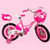 Bicicleta Infantil Menina Aro 16 Lovers 2 Rosa shock LED Baú Traseiro Cestinha Coração Garrafinha Pneu Câmara de Ar Bicicleta Infantil Menina Aro 16 Lovers 2 Rosa shock LED Baú Traseiro Cestinha Coração Garrafinha Pneu Câmara de Ar