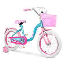 Bicicleta infantil Menina Aro 16 Rosa Retrô Com Cesto Refletor e Rodinhas De Apoio Bicicleta infantil Menina Aro 16 Rosa Retrô Com Cesto Refletor e Rodinhas De Apoio