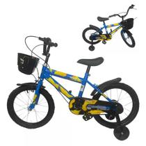 Bicicleta Infantil Menino Aro 12 Azul Com Rodinhas Suporta Até 50Kg