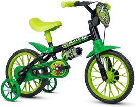 Bicicleta Infantil Menino Aro 12 Nathor Preto/Verde 2 a 5 anos