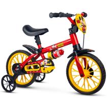 Bicicleta Infantil Mickey Aro 12 com rodinhas Nathor de 3 a 5 anos