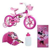 Bicicleta Infantil Minnie Rodinhas Passeio 4 Itens