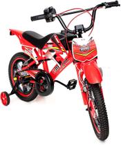 Bicicleta Infantil Moto Cross Aro 16 Vermelha C/ Rodinhas