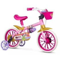 Bicicleta Infantil Nathor Aro 12 Princesas Com Cesta e Rodinhas