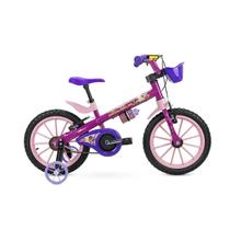 Bicicleta Infantil Nathor Aro 16 com Rodinhas e Cestinha Top Girls