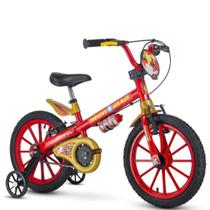 Bicicleta Infantil Nathor Aro 16 Homem de Ferro Com Rodinha e Garrafinha