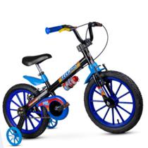 Bicicleta Infantil Nathor Aro 16 Tech Boys Com Rodinha Azul/Preta