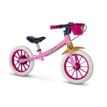 Bicicleta Infantil Nathor Balance Equilíbrio Aro 12 Princesas Disney Meninas Rosa