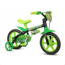 Bicicleta infantil Nathor Black Aro 12 freios tambor cor preto/verde com rodas de treinamento