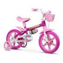 Bicicleta Infantil Nathor Flower Aro 12 Rosa com Rodinhas Menina 3 a 5 Anos