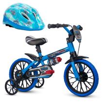 Bicicleta Infantil Nathor Veloz Aro 12 + Capacete Absolute Kids Shake Tubarão