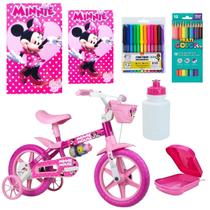 Bicicleta Infantil Para Menina Aro 12 Minnie Mouse C/ 7 Itens