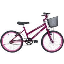 Bicicleta Infantil Passeio Aro 20 Cesta Feminina Rosa Verniz