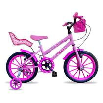 Bicicleta Infantil Princesa + 3 Anos Aro 16 Bella 2023 Cor Azul-celeste/Rosa Tamanho do quadro 16