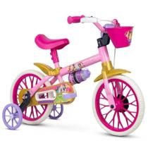 Bicicleta Infantil Princesas Aro 12 Rosa com Cesta