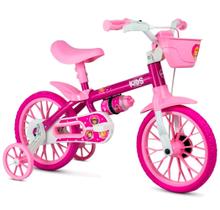 Bicicleta Infantil Princesas Aro 12 Suporta 21Kgs Rodinhas e Garrafinha Feminina Absolute Kids