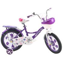 Bicicleta Infantil Princess Aro 16 Unitoys Com Garupa E Cesto Roxa
