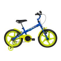 Bicicleta Infantil Rock Aro 16" Azul e Verde Limão Verden - 10477