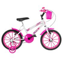 Bicicleta Infantil Ultra Bikes Aro 16 Com Rodinhas Branca E Rosa