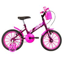 Bicicleta Infantil Ultra Bikes Aro 16 Lilás E Rosa Com Rodinhas
