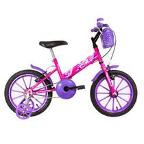 Bicicleta Infantil Ultra Bikes Aro 16 Rosa E Lilás Com Rodinhas