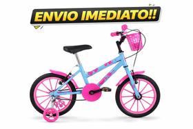 Bicicleta Infantil Ultra Kids Menina Rosa Aro 16 Com Rodinha Cestinha Bike Ultrabike Feminina